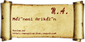 Ménesi Arikán névjegykártya